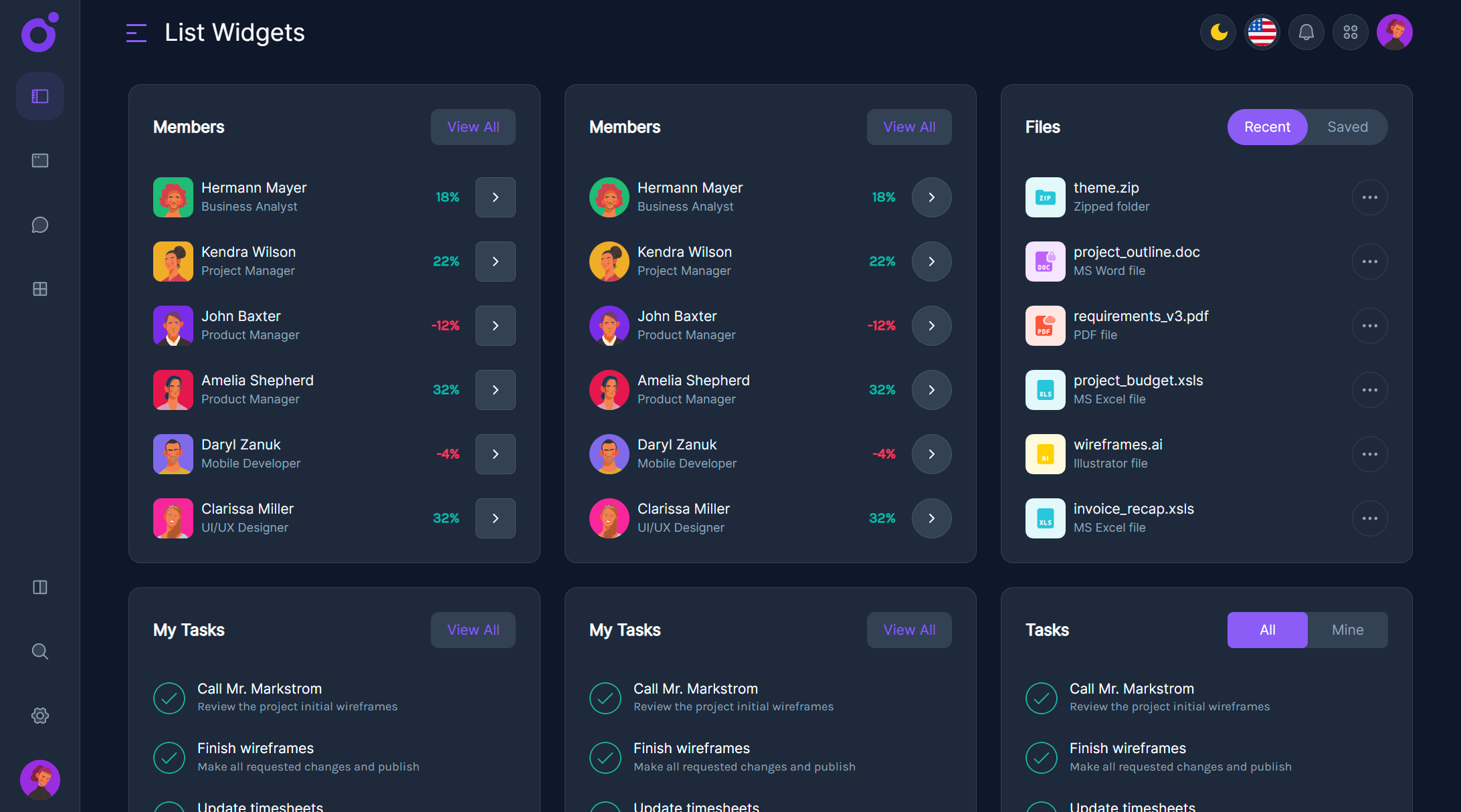 Tairo - List Widgets